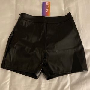 Faux leather high waisted shorts